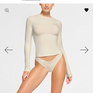 SKIMS “Bone” Fitted Long Sleeve Top